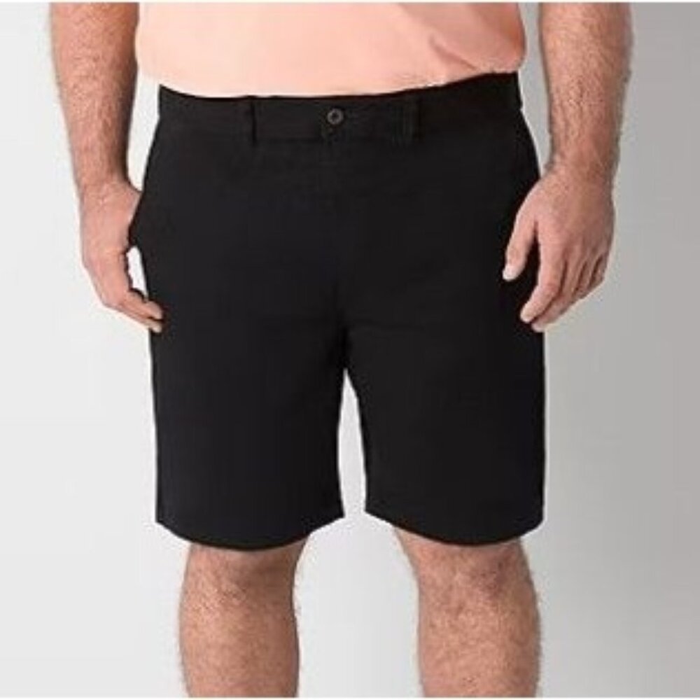 Stylus Men's Big and Tall Chino11" inseam Stretch Short Quick-Dri Black 2XLT
